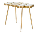Tavolino Buttle 100x70x55 cm in Ferro e MDF Oro