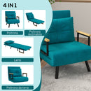 Poltrona Letto Singolo Reclinabile con Cuscino Sfoderabile in Tessuto Effetto Lino Blu Scuro  
