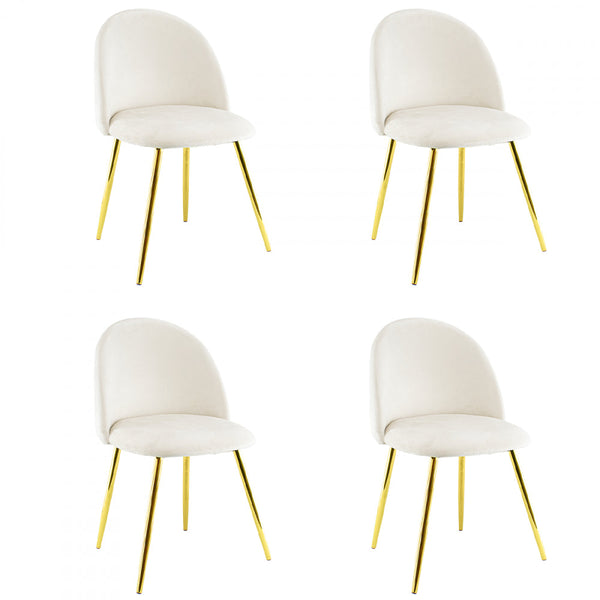 Set 4 Sedie 50x45x80 cm in Tessuto Vellutato Piedi Oro Beige acquista