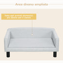 Cuccia Divano per Cani da Interno 82x54x36 cm in Legno di Betulla e Rivestimento Effetto Velluto Grigio Chiaro  