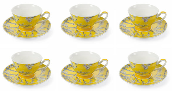 acquista Set 6 Tazzine da Caffè Ø11,5x5 cm in Porcellana Villa d'Este Home Tivoli Japanese Gialle