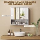Armadietto da Bagno Parete 60x16x60 cm Mobiletto Ante Soft-Close e Ripiano Regolabile in MDF Bianco      