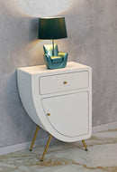 Comodino Alto Venus 60x32x79 cm in MDF e Ferro Bianco e Oro      