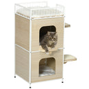 Casetta per Gatti 3 Piani 40x40x84 cm con Tiragraffi Legno e Bianco