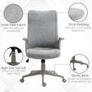 Sedia Poltrona Direzionale da Ufficio 61x64,5x104-112 cm in Tessuto Effetto Lino Grigia