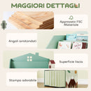 Scaffale Portagiochi per Bambini 62,5x30x91,5 cm con 2 Contenitori Rimovibili in Tessuto e Ripiani in Legno FSC Verde      