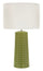 Lampada da Tavolo Gliss Verde Ø30x52 cm in Ceramica e Ferro e Tessuto Verde e Bianco
