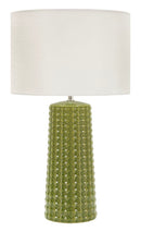 Lampada da Tavolo Gliss Verde Ø30x52 cm in Ceramica e Ferro e Tessuto Verde e Bianco      