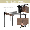 Pergola da Giardino 3X4m in Alluminio con Telo Scorrevole Nera e Beige
