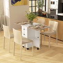 Tavolo Salvaspazio Pieghevole a Ribalta con 2 Cassetti e Armadietto 120x60x76,5 cm in Legno Bianco e Rovere      