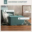 Pouf Poggiapiedi Rettangolare 75x41x41 cm Rivestimento Rimovibile in Tessuto Effetto Lino Verde