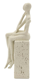 Statuetta Coppia Stons 11,5x9x25 cm in Resina Crema      