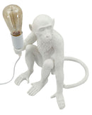 Lampada da Tavolo Monkey Seduta Bianca 33x33x32 cm in Resina Bianco      