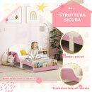 Letto Basso per Bambini 3-8 Anni 150x77x60 cm con Spazio Contenitore e Sponde Laterali in MDF Rosa  