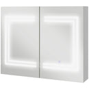 Specchio da Bagno Contenitore con Luce LED 80x15x65 cm Anta Soft Close Dimmerabile a 3 Colori Bianco Lucido      
