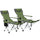 Set 2 Sedie da Campeggio 82x50-100x88 cm Pieghevoli con Poggiapiedi e Portabicchieri in Tessuto Oxford Verde