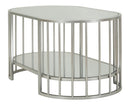 Tavolo da Caffè Smirne 90x50x45 cm in Ferro e Specchio Argento      
