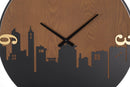 Orologio da Muro City 60x2x60 cm in Ferro e MDF Nero e Marrone e Oro      