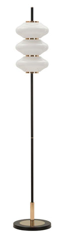 Lampada da Terra Vintage Ø30x168 cm in Ferro e Vetro Oro e Nero e Bianco      