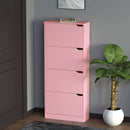 Scarpiera 4 Ante 63x24x150cm Ripiani Doppia Profondità Porta Scarpe in MDF Rosa      