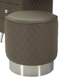 Toeletta Sharon Grigia con Puff Gambe Argento 120x40x75 cm in Pino e MDF e Metallo e Plastica      