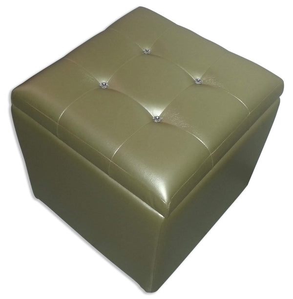 Cubo Pouf Contenitore in Similpelle e Cristalli Renier Oro sconto