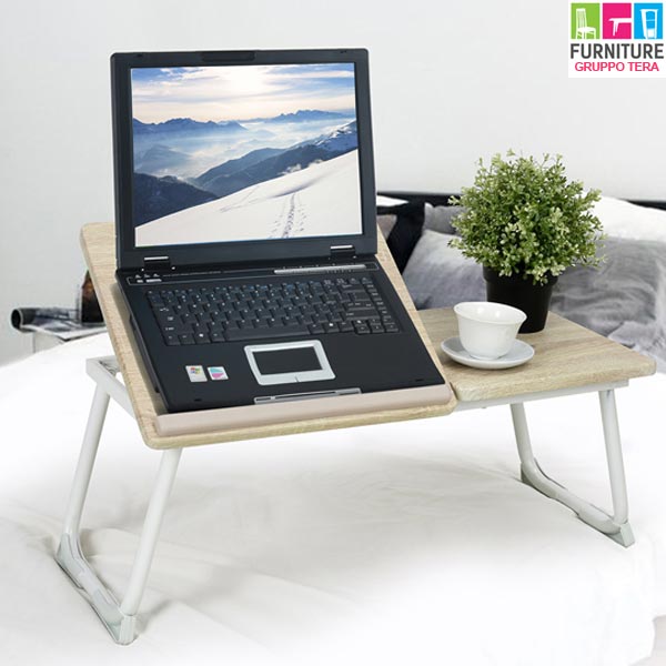 Tavolino Vassoio Pieghevole da Letto Divano 65x30 cm per Notebook PC Laptop prezzo