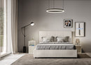 Letto Matrimoniale con Alzata Comoda Imbottito in Similpelle Mika Bianco Varie Misure