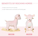 Cavallo a Dondolo per Bambini in Legno e Peluche Cervo Rosa