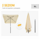Ombrellone da Giardino 2x2 m Palo Ø28 mm in Matallo e Poliestere Bianco Crema