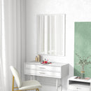 Specchio da Bagno a Parete Rettangolare 70x90 cm con Ganci in Vetro e MDF Bianco      