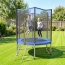 Trampolino da Giardino Ø183x200 cm con Rete di Protezione e Scala in Acciaio PP Blu      