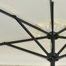 Ombrellone Semicircolare 265x135x240 cm con 20 Luci LED e Pannello Solare Beige   