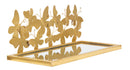 Comodino Mensola Butterflies Coppia 43x19,2x16,5 cm in Ferro e MDF e Specchio Oro      