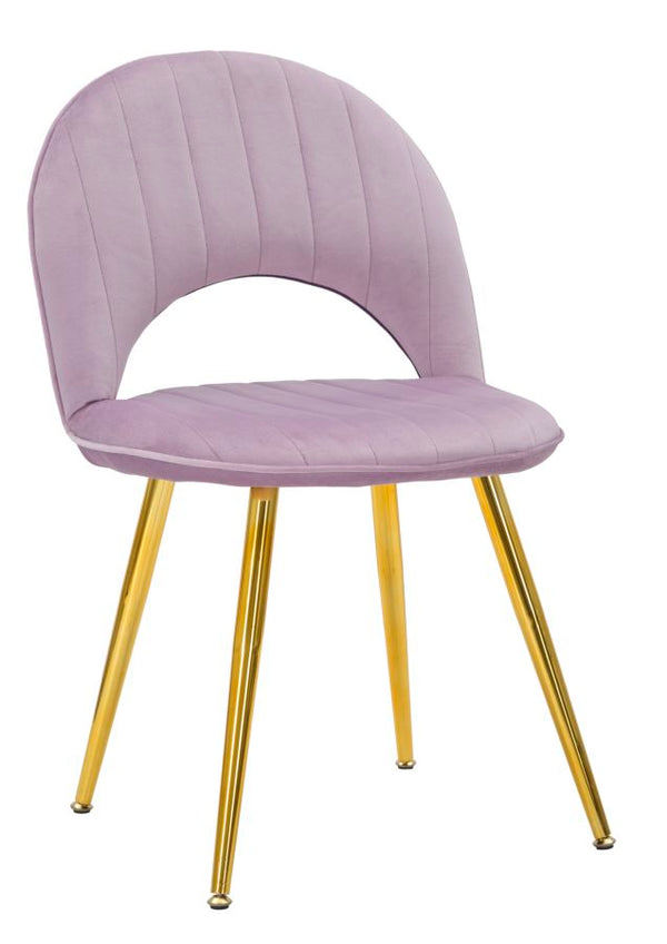 prezzo Set 2 Sedie Imbottite 52x48x78 cm in Tessuto Velluto Flex Rosa e Oro