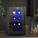 Cantinetta Vino Refrigerata per 8 Bottiglie Capacità 21L e Ripiani Regolabili Nero   