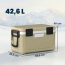 Box Frigo Portatile 66,6x38,5x40 cm Capacità 42,6L Isolato con Maniglia in HDPE e Schiuma PU Cachi      