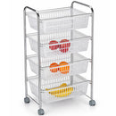 Carrello Portafrutta 47x32x87cm con 4 Cestelli in Plastica e Struttura Metallo Cromato      