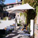 Mezzo Ombrellone da Giardino 1,5x4m Palo in Legno Ecrù