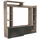Parete Attrezzata Soggiorno Entry 180x28/40x165 h cm in Truciolare bilaminato Nero