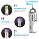 Zanzariera Elettrica Lampada Torcia LED da Campeggio Anti Zanzare Batteria AA