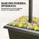 Lampione da Giardino Solare 52x52x185 cm con Altezza Regolabile IP44 Impermeabile in Acciaio Inox Nero      
