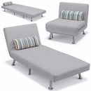 Poltrona Letto Singolo 75x73x73 cm Reclinabile 5 Posizioni in Ferro e Tessuto Grigio      