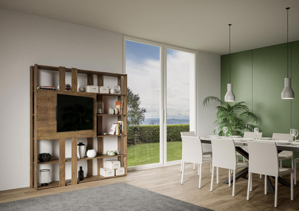 acquista Libreria Moderna 5 Ripiani con Pannello per TV 178x36x204 cm in nobilitato Marrone