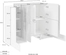 Credenza con 6 Ante 130x45x100 cm Pillon High 2A 4A Bianco Lucido  