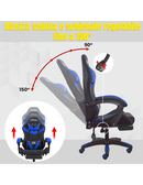 Sedia da Gaming Ergonomica 66x60x134 cm con Poggiapiedi in Similpelle Blu