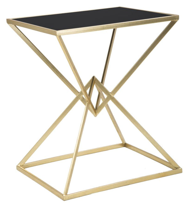 Tavolo da Caffé Piramid 57x46x68 cm in Ferro e Vetro Oro e Nero prezzo