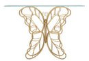 Console Butterfly 110x40x76 cm in Ferro e Vetro Oro