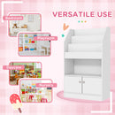 Scaffale Portagiochi per Bambini 60x29,5x100 cm con Libreria e Armadietto in Legno Bianco