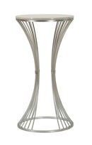 Tavolinetto Funnel Ø50x100 cm in Ferro e Marmo Argento      